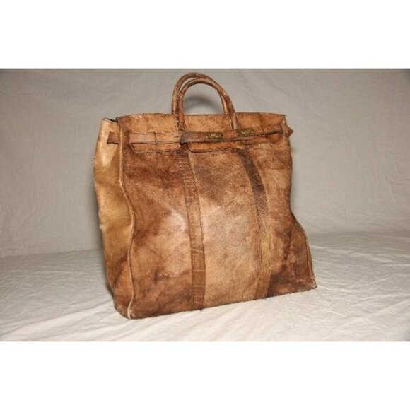Vtg SIMA - PATICA Cuero Vala Leather Luggage Brass Hardware Made In Argentina - Picture 1 of 10